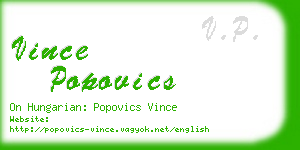 vince popovics business card